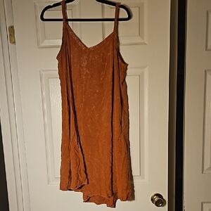 Distressed Orange Skater Dress